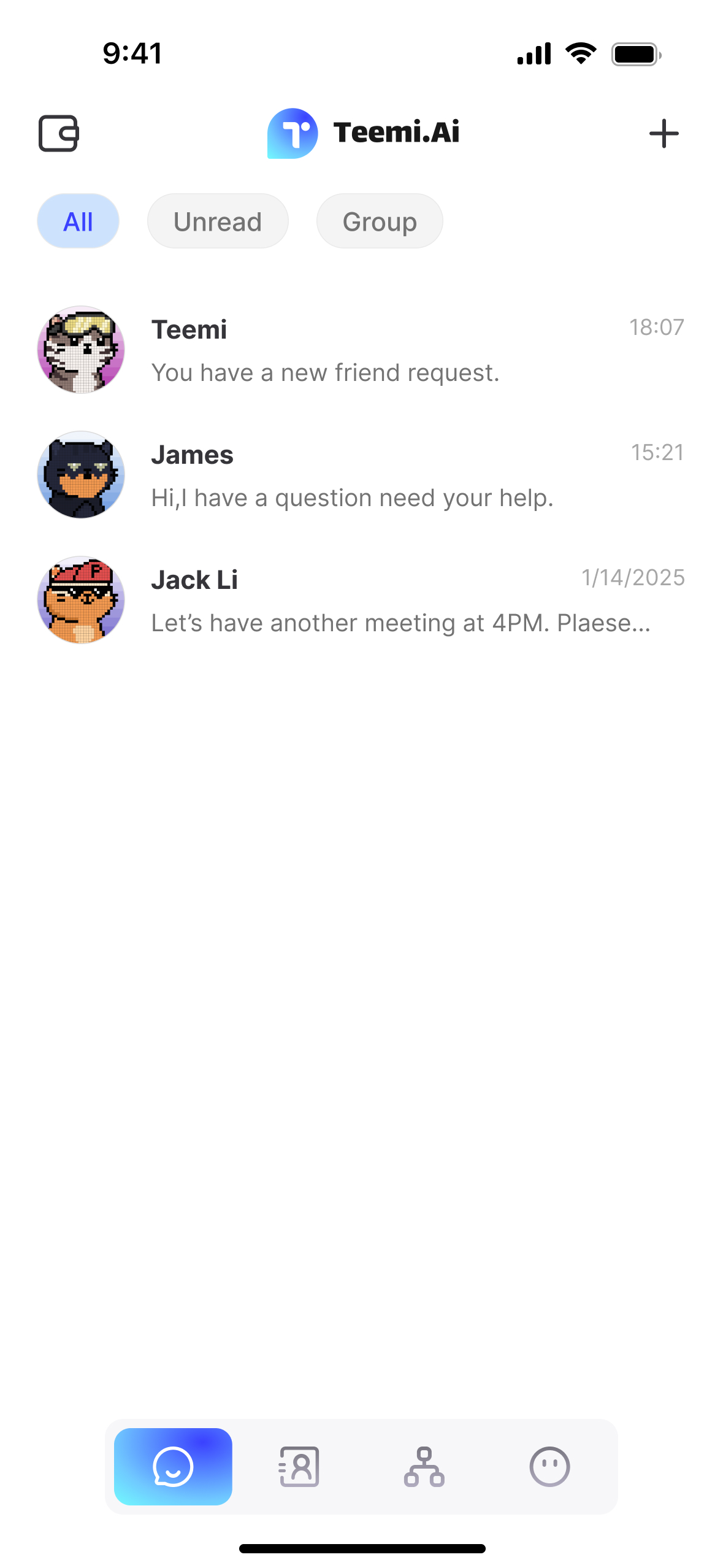 Teemi.AI Social Platform Interface